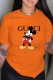 Orange Fashion Casual Character Letter O Neck T-Shirts