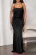 Black Sexy Solid Tassel Spaghetti Strap Trumpet Mermaid Dresses