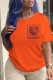 Orange Fashion Street Print Patchwork O Neck T-Shirts