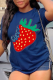 Navy Blue Fashion Street Print Patchwork O Neck T-Shirts
