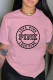 Pink Casual Fashion Print Letter O Neck T-Shirts
