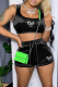 Black Sexy Print Patchwork Square Collar Sleeveless Two Pieces