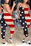 RedBlue Fashion Casual Printing Sleeveless Jumpsuit