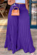 Purple Fashion Casual Solid Fold Regular High Waist Wide Leg Trousers