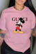 Pink Fashion Casual Character Letter O Neck T-Shirts