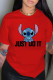 Red Fashion Casual Print Letter O Neck T-Shirts