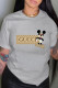 Grey Fashion Casual Character Letter O Neck T-Shirts