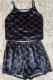 Black Fashion Living Print Letter Spaghetti Strap Sleeveless Two Pieces