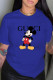 Blue Fashion Casual Character Letter O Neck T-Shirts