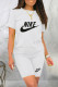 White Fashion Casual Letter Print Basic O Neck Short Sleeve Two Pieces