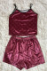 Purplish Red Fashion Living Print Letter Spaghetti Strap Sleeveless Two Pieces