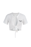 White Fashion Print Make Old V Neck T-Shirts