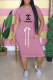 Pink Fashion Sweet Print Letter O Neck One Step Skirt Dresses
