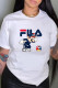 White Casual Fashion Print Letter O Neck T-Shirts
