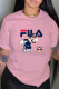 Pink Casual Fashion Print Letter O Neck T-Shirts