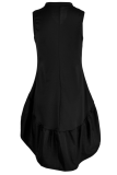 Yellow Fashion Solid Flounce V Neck Sleeveless Two Pieces