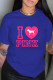 Blue Fashion Casual Print Letter O Neck T-Shirts