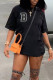 Black Casual Print Patchwork O Neck T-Shirts
