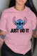 Pink Fashion Casual Print Letter O Neck T-Shirts