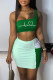 Green Sexy Casual Print Patchwork Backless One Shoulder Sleeveless Two Pieces