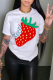 White Fashion Street Print Patchwork O Neck T-Shirts