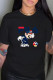Black Casual Fashion Print Letter O Neck T-Shirts