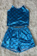 Sky Blue Fashion Living Print Letter Spaghetti Strap Sleeveless Two Pieces