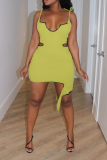 Light Green Sexy Solid Patchwork Spaghetti Strap Pencil Skirt Dresses