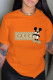 Orange Fashion Casual Character Letter O Neck T-Shirts