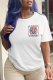 White Fashion Street Print Patchwork O Neck T-Shirts