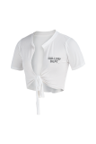 White Fashion Print Make Old V Neck T-Shirts