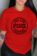 Red Casual Fashion Print Letter O Neck T-Shirts