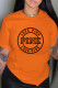 Orange Casual Fashion Print Letter O Neck T-Shirts