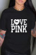 Black Fashion Casual Print Letter O Neck T-Shirts