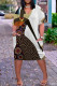 Light Gray Fashion Casual Print Basic V Neck Short Sleeve Dress