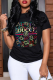 Black Fashion Street Print Patchwork Letter O Neck T-Shirts