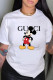 White Fashion Casual Character Letter O Neck T-Shirts