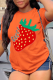 Orange Fashion Street Print Patchwork O Neck T-Shirts