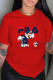 Red Casual Fashion Print Letter O Neck T-Shirts