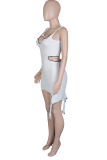 Light Green Sexy Solid Patchwork Spaghetti Strap Pencil Skirt Dresses