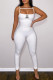 White Fashion Sexy Print Letter Spaghetti Strap Jumpsuits