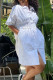 White Fashion Casual Solid Patchwork Turndown Collar Shirt Dress