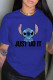 Blue Fashion Casual Print Letter O Neck T-Shirts