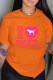 Orange Fashion Casual Print Letter O Neck T-Shirts