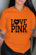 Orange Fashion Casual Print Letter O Neck T-Shirts