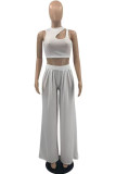 Blue Sexy Solid Hollowed Out O Neck Sleeveless Two Pieces