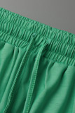 Fluorescent Green Casual Gradual Change Print Split Joint U Neck Sleeveless Two Pieces
