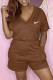 Brown Fashion Casual Print Patchwork V Neck Rompers