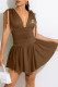 Coffee Fashion Sexy Print Patchwork V Neck Pleated Dresses