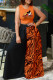 Orange Fashion Street Print Patchwork O Neck Sleeveless Two Pieces